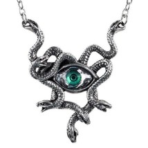 Alchemy Gothic Gorgons Green Eye Stheno Necklace Medusa Snakes Serpents P847 New - £44.13 GBP