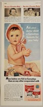 1949 Print Ad Carnation Evaporated Milk Cute Baby with Toy Blocks Los Angeles,CA - £10.98 GBP
