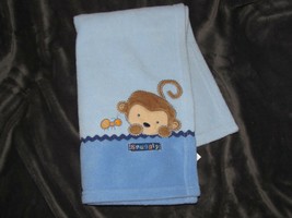 Child of Mine Security Blanket Carter&#39;s Monkey Snuggly Lovey Blue Fleece... - £10.88 GBP