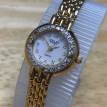 Vintage Adolfo Lady Gold Tone 4 Real Diamonds MOP Analog Quartz Watch~New Batter - £35.87 GBP