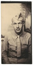 WW2 Small Photo of U.S. Army Recruit in garrison cap - Excel. 1.75 x 3.5 inch - £5.75 GBP