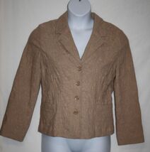 Croft &amp; Barrow Misses 12 Jacket Blazer Textured Khaki Stretch Pockets Bu... - $10.83