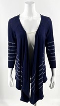 Covington Cardigan Sweater Size L Navy Blue Silver Stripe Draped Open Front NEW - £23.30 GBP