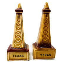 Vintage 1970’s Texas Souvenir Tower Ceramic Salt &amp; Pepper Shaker Set MCM - £8.58 GBP