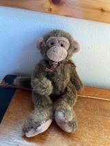 Gently Used Russ Small Plush Brown Monkey Stuffed Animal – 8 inches high x 4.5 x - £7.44 GBP