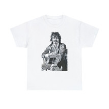 John Prine Graphic Print Black &amp; White Folk Art Unisex Heavy Cotton T-Shirt - $11.48+