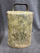Antique 1900s Large 7.5x 5 Inch Cow Steel Bell Cast Iron Clapper Rustic - £32.75 GBP