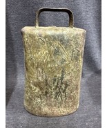 Antique 1900s Large 7.5x 5 Inch Cow Steel Bell Cast Iron Clapper Rustic - £32.70 GBP