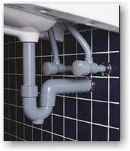 NEW MAINLINE ML102EZ WHITE MOLDED HANDI-CAP UNDERSINK P TRAP &amp; VALVE COVER - £55.82 GBP