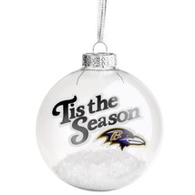 Baltimore Ravens NFL Team Logo Tis The Season Glass Ball Ornament Snow - £7.15 GBP