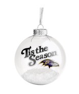 Baltimore Ravens NFL Team Logo Tis The Season Glass Ball Ornament Snow - £7.07 GBP
