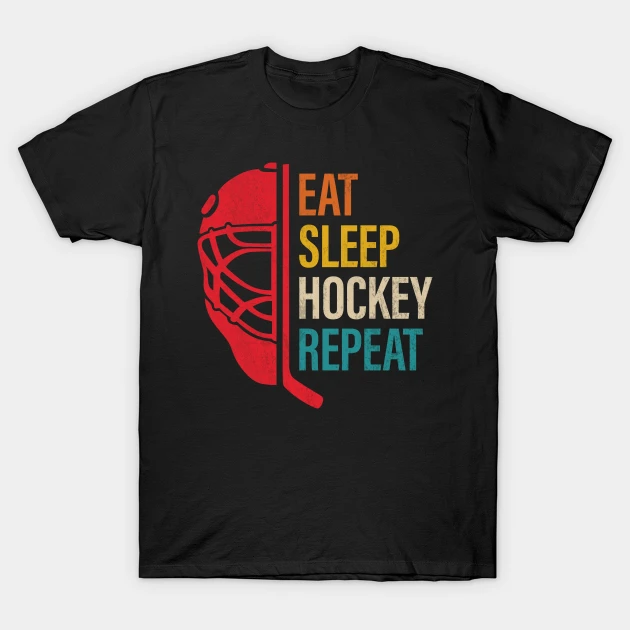 Eat Sleep Hockey Repeat Funny Boys Hockey Player Vintage T-Shirt - $16.99