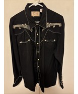 Vintage Scully Black Embroidered Pearl Snap Western Shirt mens large - $173.66 CAD