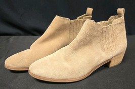 Michael Kors Boots Womens 8M Shaw Chelsea Booties Beige Suede Block Heel... - $29.95