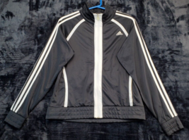 adidas Jacket Womens Medium Black 100% Polyester Long Sleeve Logo Full Zipper - £13.02 GBP