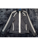 adidas Jacket Womens Medium Black 100% Polyester Long Sleeve Logo Full Z... - $19.43 CAD