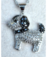 Black &amp; White Diamond Puppy Dog Pendant Necklace, Sterling Silver 0.34ct... - £68.07 GBP