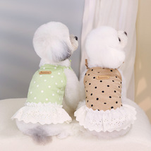 Dog and Cat Polka Dot Lace Dress, Cotton Puppy Clothes, Pet Vest Dress - $16.99