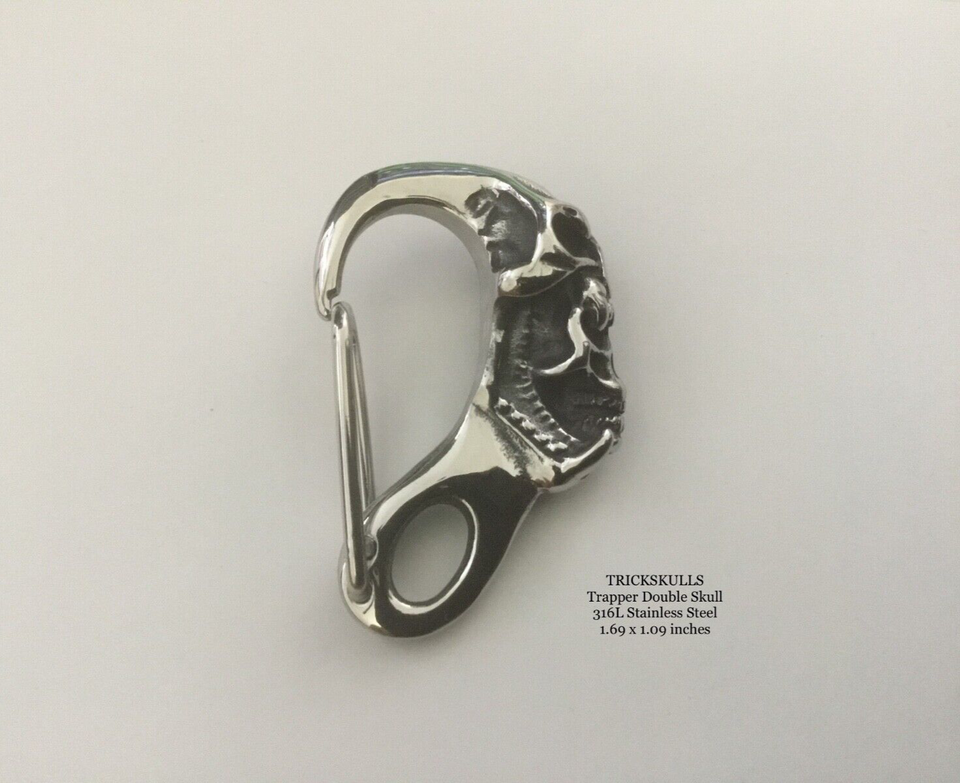 Skull Clip Carabiner Keychain Wallet Stainless Chain Hook & DIY Split Ring Kit