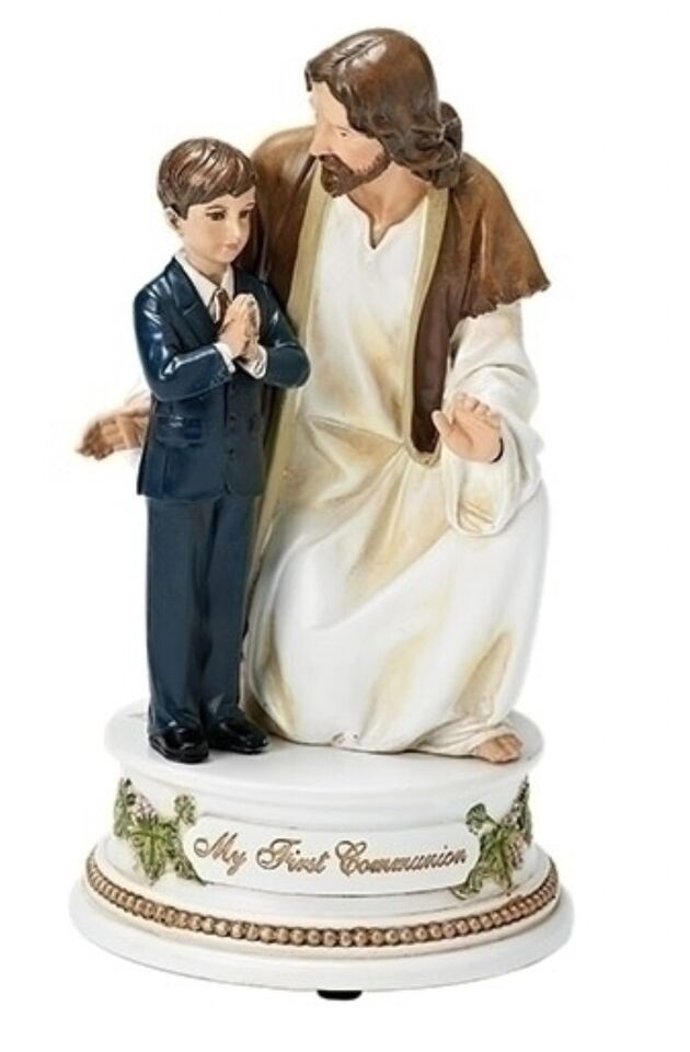 Jesus with Boy Communion Musical Figurine, 7.25"  New #RM-027