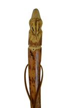 Wolf Head Carving in Hsrd Wood Walking Stick - Staff, Hand Carved Walkin... - £61.31 GBP