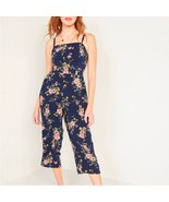 NWT OLD NAVY Rayon Women&#39;s Square-Neck Cami Crop Jumpsuit in Navy Floral... - €28,81 EUR