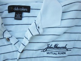 John Hancock Mutual Funds Striped Cotton Polo Shirt Men&#39;s Large By Club Colors - £11.20 GBP