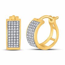 Yellow-tone Sterling Silver Womens Round Diamond Huggie Fashion Earrings 1/4 Ctw - £159.96 GBP