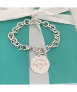Large 8.75” Please Return to Tiffany Round Tag Circle Charm Bracelet AUT... - £249.62 GBP