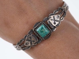 Fred Harvey Era Native American Sterling/Turquoise Cuff Bracelet p - £114.74 GBP