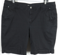 Sejour Women&#39;s Black Cotton Blend Chino Shorts, Pockets, Plus Size 16W - £10.21 GBP