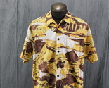 Vintage Hawaiian Shirt - Yellow and Brown Abstract Pattern Quicksilver -... - £51.06 GBP