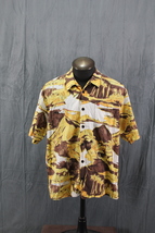 Vintage Hawaiian Shirt - Yellow and Brown Abstract Pattern Quicksilver -... - £51.97 GBP