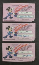 Walt Disney World Magic Pass 1992 Lot Of 3 (One Adult Two Children) - $23.31