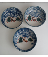 3 Folk Craft Cabin in the Snow Soup/ Cereal Bowls 6.5&quot; By Tienshan - $200.82 MXN