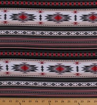 Cotton Southwestern Aztec Gray Black Red Stripes Fabric Print by Yard D471.42 - £10.31 GBP