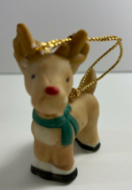 Vintage Ceramic Rudolph 1.5 x 2 in Reindeer Christmas Ornament - £11.67 GBP