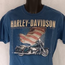 Harley Davidson T-Shirt Blue Medium Arrowhead Peoria AZ Double Sided Graphics - £17.24 GBP