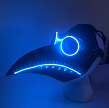 Halloween Plague Doctor Dr. Mask Bird Beak Raven Crow Latex Mask LED BLUE - $25.99