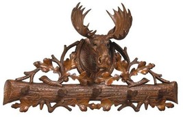 Wall Trophy Rustic Moose Head 5 Coat Hooks Hand Painted Cast Resin OK Casting - £518.20 GBP