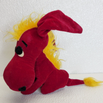 Kamar Vintage Burgundy Donkey Velvet Plush Stuffed Animal Toy Taiwan Yellow Hair - $21.77