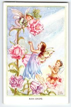 Fairies Postcard Sprites Raindrops Tulips Fantasy Rene Cloke Valentine &amp; Sons - £14.94 GBP