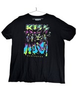 KISS Hard Rock Band Destroyer Album Cover Neon Artwork Men&#39;s Black T-Shi... - $16.15