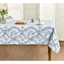 Cotton Rectangular Tablecloth 60X104 Inch, Floral Flower Vintage Farmhouse Washa - $33.99