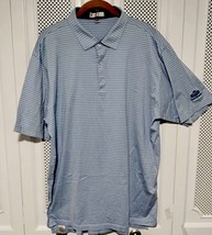 Peter Millar Mens Blue Striped Golf Polo Shirt XL Olde Florida Logo Never Worn. - £17.41 GBP