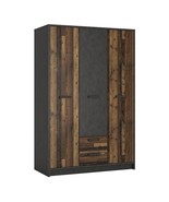 Large Tall Wood Brooklyn 3 Door Triple Wardrobe 2 Drawers Shelves Clothe... - £641.84 GBP