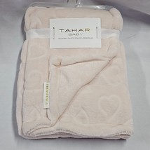 Tahari Baby Blanket Solid Pink Embossed Hearts 40”x30” Girls Soft Lovey NWT - £31.06 GBP