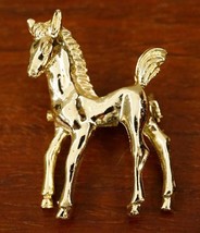 Vintage Costume Jewelry GERRYS Gold Tone Metal Young Horse Colt Foal Bro... - $12.86
