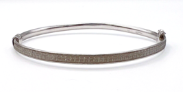 Vintage Sterling Silver Sparkle Glitter Hinged Bangle Bracelet Safety Clasp - £27.69 GBP