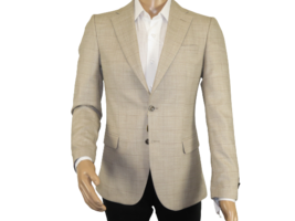 Men Sport Coat by Berlusconi Turkey Soft European Plaid #AT77 04 Tan Bro... - £79.74 GBP